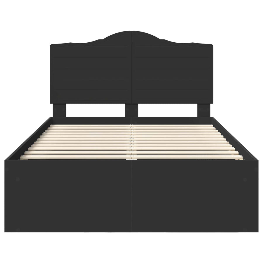 Bedframe met hoofdeinde Zwart 135 x 190 cm Massief grenenhout