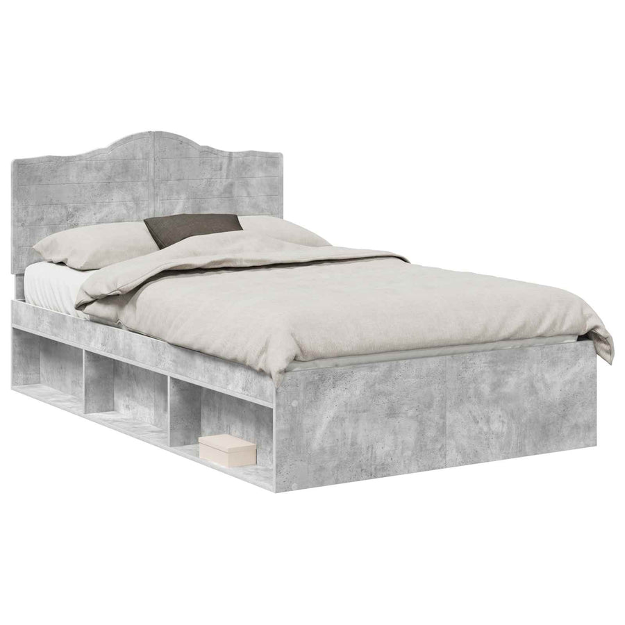 Bedframe Concerte Grijs 135 x 190 cm Massief grenenhout