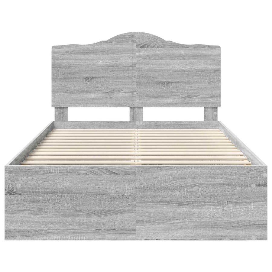 Bedframe Grijs Sonoma 135 x 190 cm Massief grenenhout