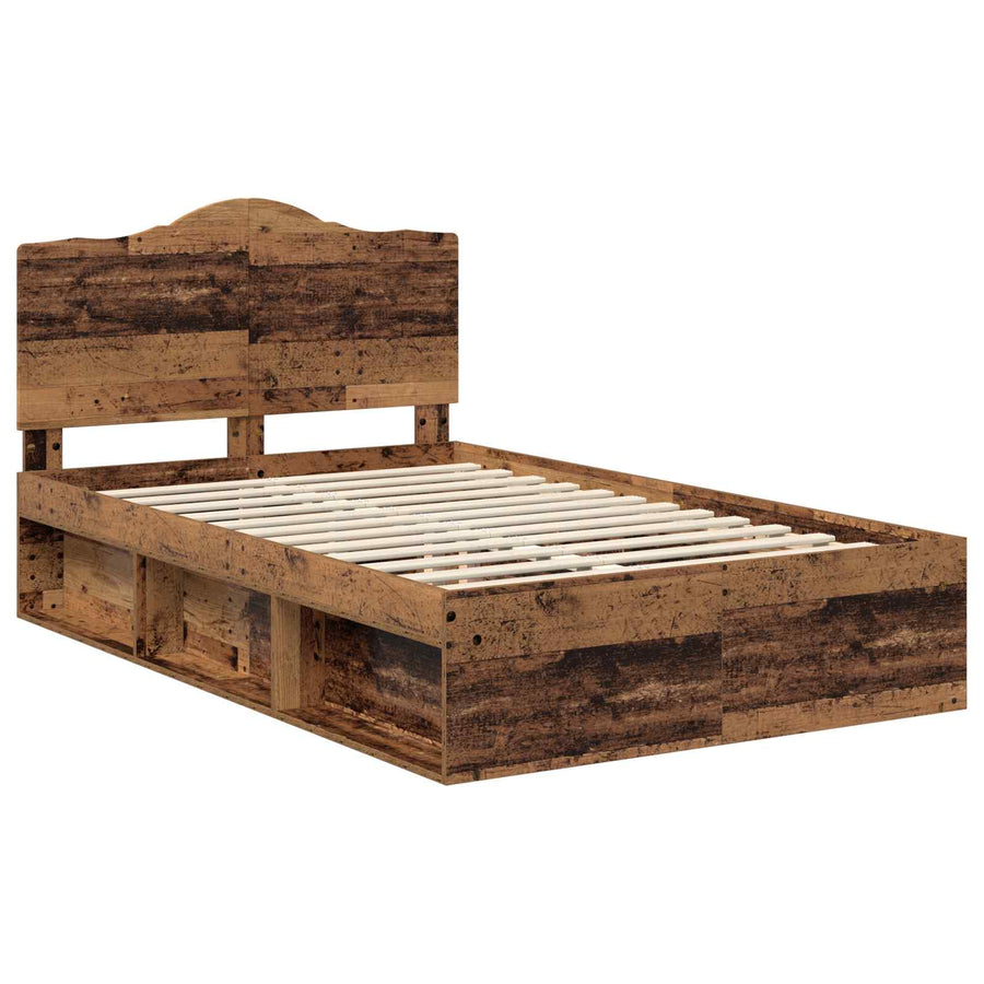Bedframe met hoofdeinde Oudhout 135 x 190 cm Massief grenenhout