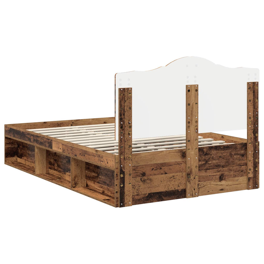 Bedframe met hoofdeinde Oudhout 135 x 190 cm Massief grenenhout