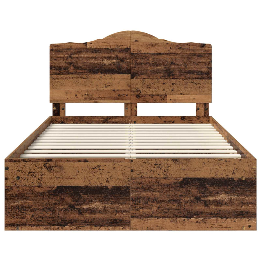 Bedframe met hoofdeinde Oudhout 135 x 190 cm Massief grenenhout