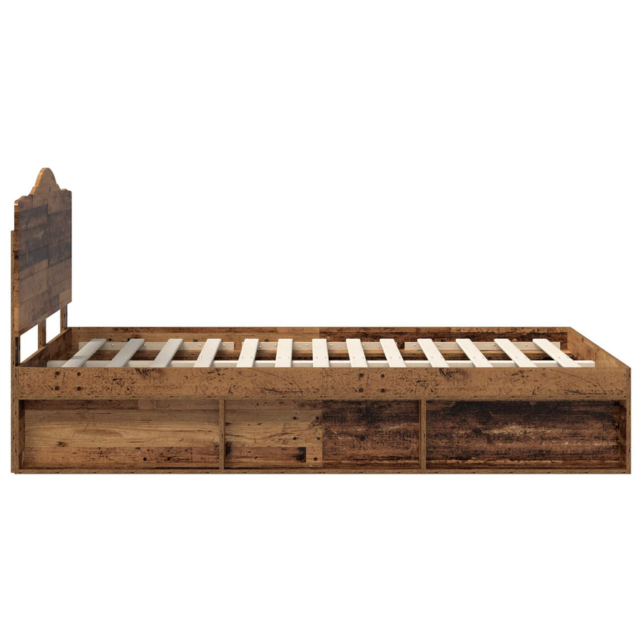 Bedframe met hoofdeinde Oudhout 135 x 190 cm Massief grenenhout