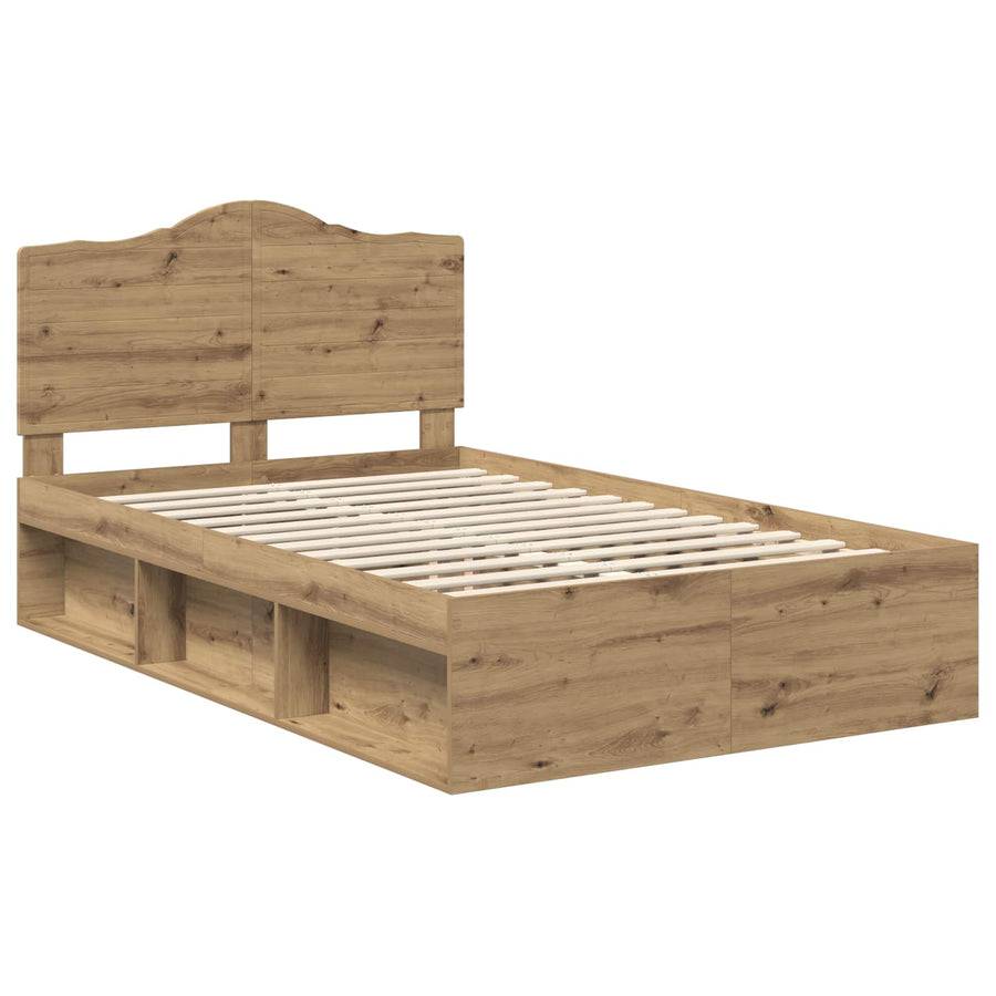 Bedframe Ambachtelijk eiken 135 x 190 cm Massief grenenhout
