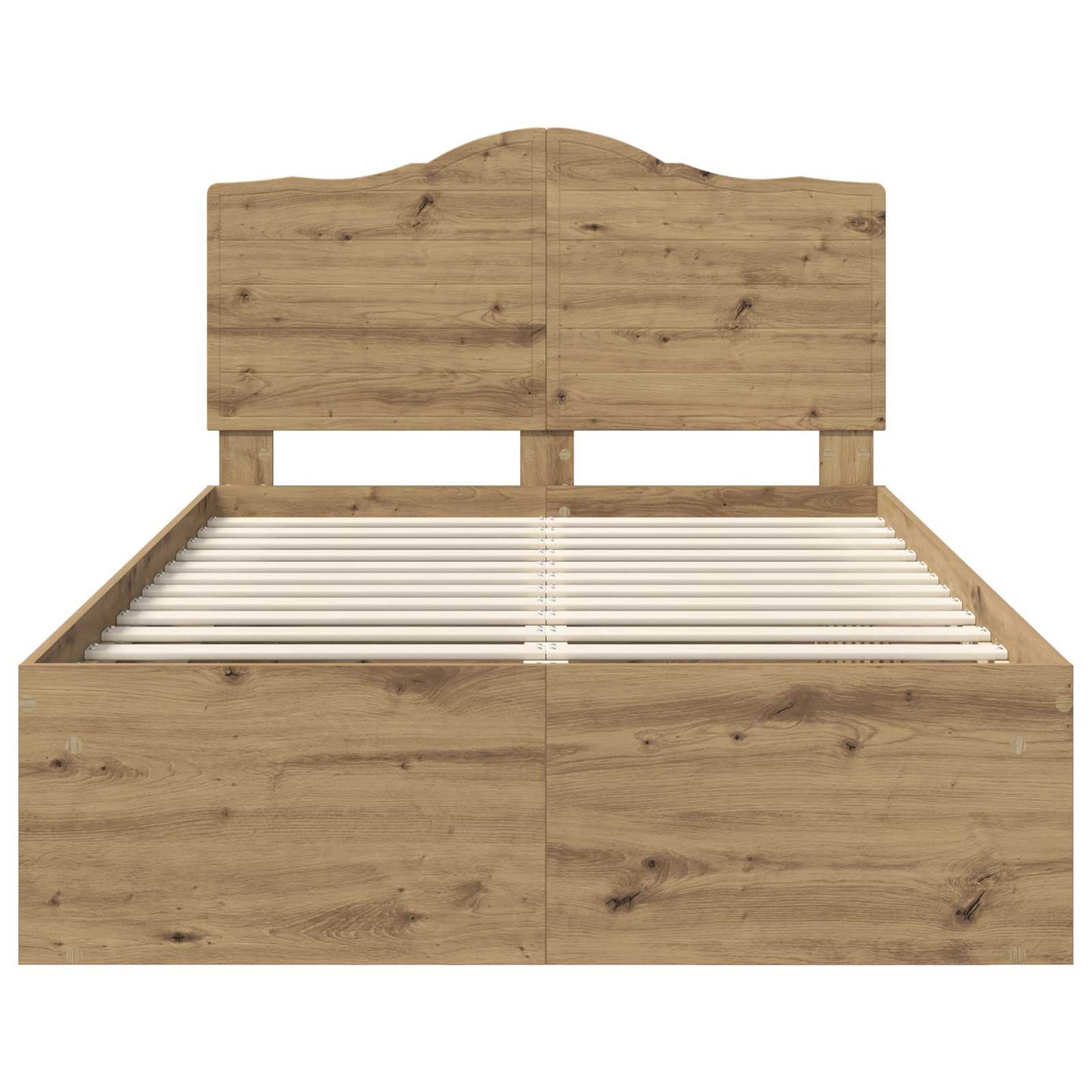 Bedframe Ambachtelijk eiken 135 x 190 cm Massief grenenhout