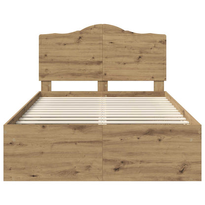 Bedframe Ambachtelijk eiken 135 x 190 cm Massief grenenhout