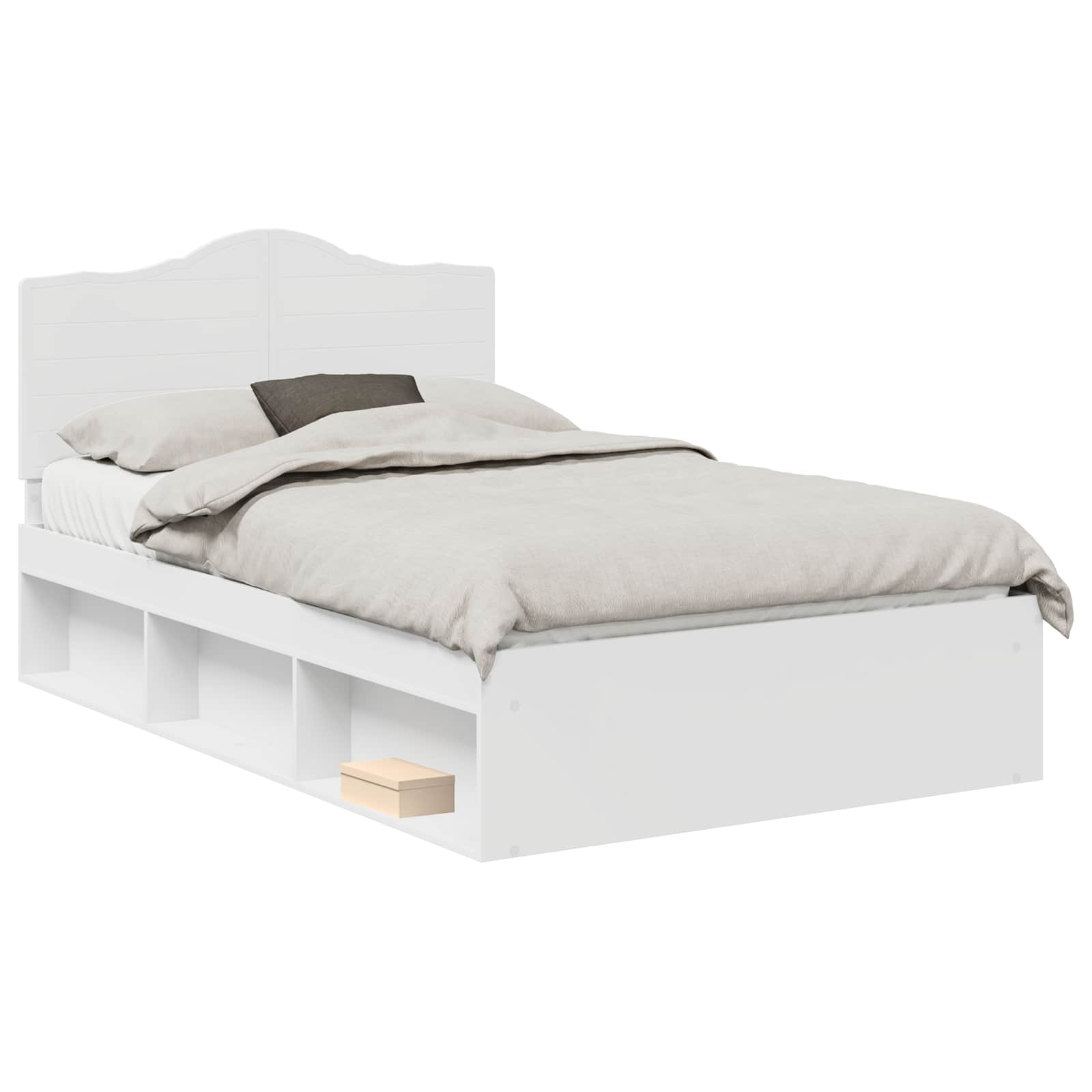 Bedframe met hoofdeinde Wit 120 x 200 cm Massief grenenhout