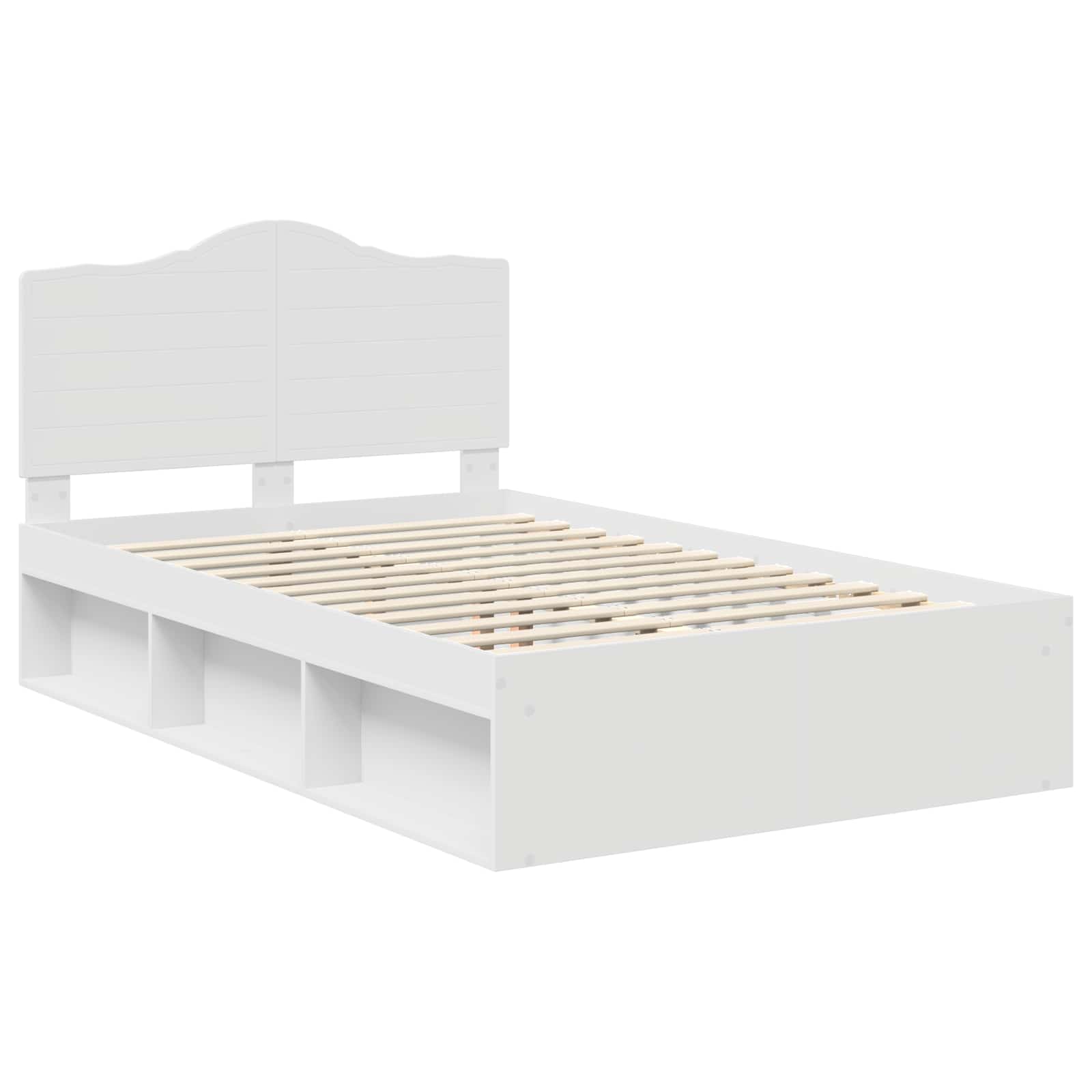 Bedframe met hoofdeinde Wit 120 x 200 cm Massief grenenhout