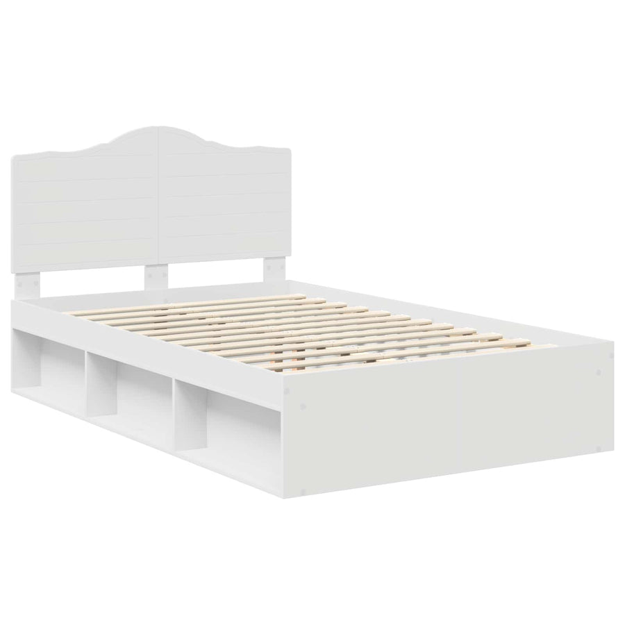 Bedframe met hoofdeinde Wit 120 x 200 cm Massief grenenhout