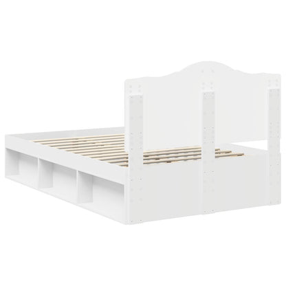 Bedframe met hoofdeinde Wit 120 x 200 cm Massief grenenhout