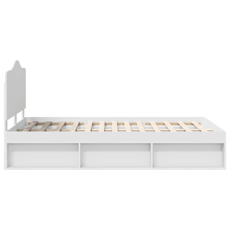 Bedframe met hoofdeinde Wit 120 x 200 cm Massief grenenhout
