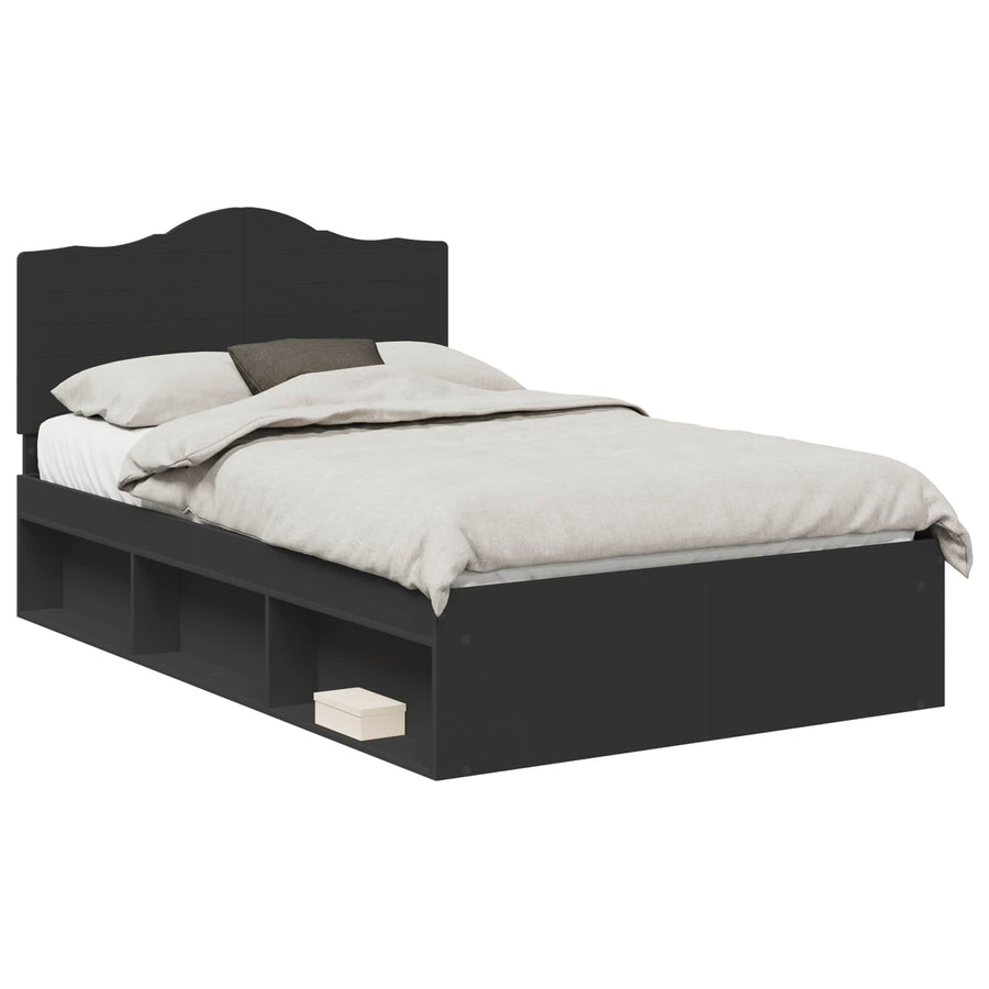 Bedframe met hoofdeinde Zwart 120 x 200 cm Massief grenenhout