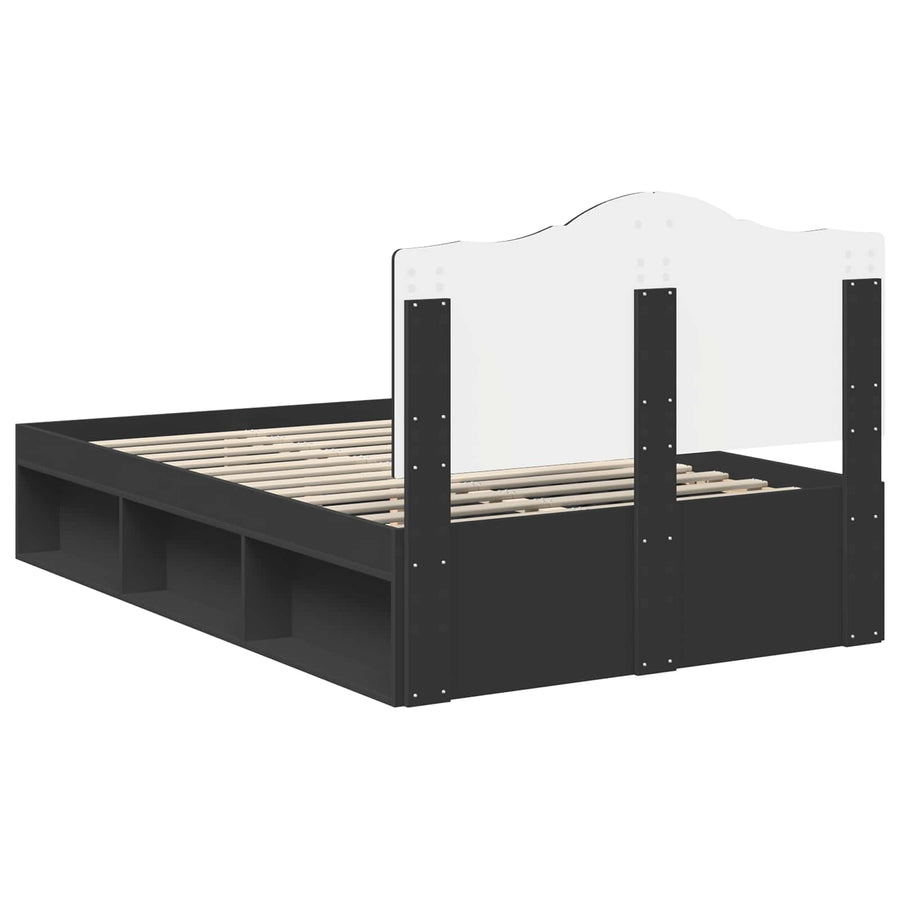 Bedframe met hoofdeinde Zwart 120 x 200 cm Massief grenenhout