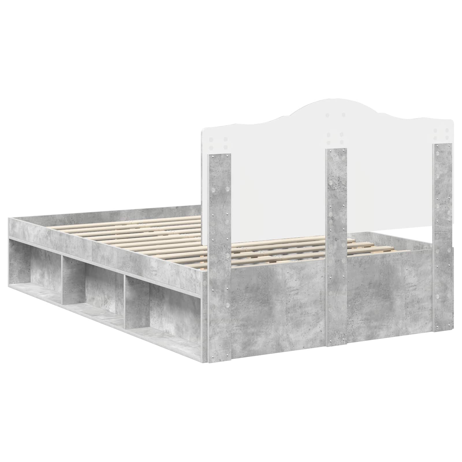 Bedframe met hoofdeinde Beton 120 x 200 cm Massief grenenhout