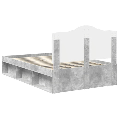 Bedframe met hoofdeinde Beton 120 x 200 cm Massief grenenhout
