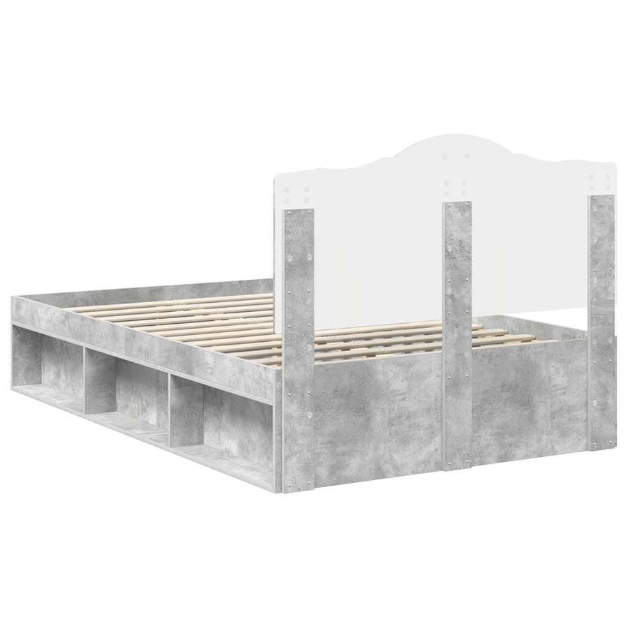 Bedframe met hoofdeinde Beton 120 x 200 cm Massief grenenhout