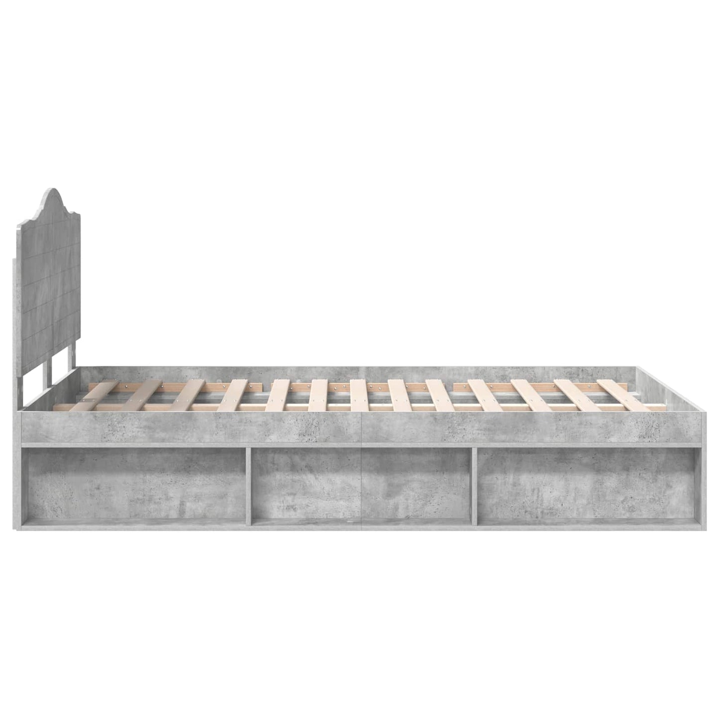 Bedframe met hoofdeinde Beton 120 x 200 cm Massief grenenhout