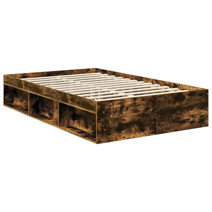 Bedframe Gerookt eiken 120 x 200 cm Massief grenenhout