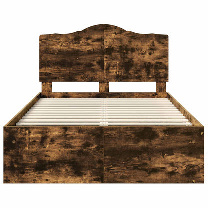Bedframe Gerookt eiken 120 x 200 cm Massief grenenhout