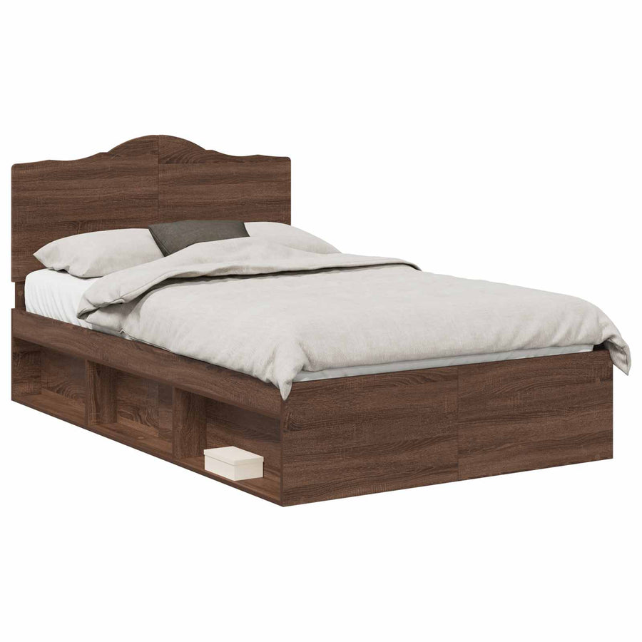 Bedframe Bruin Eiken 120 x 200 cm Massief grenenhout