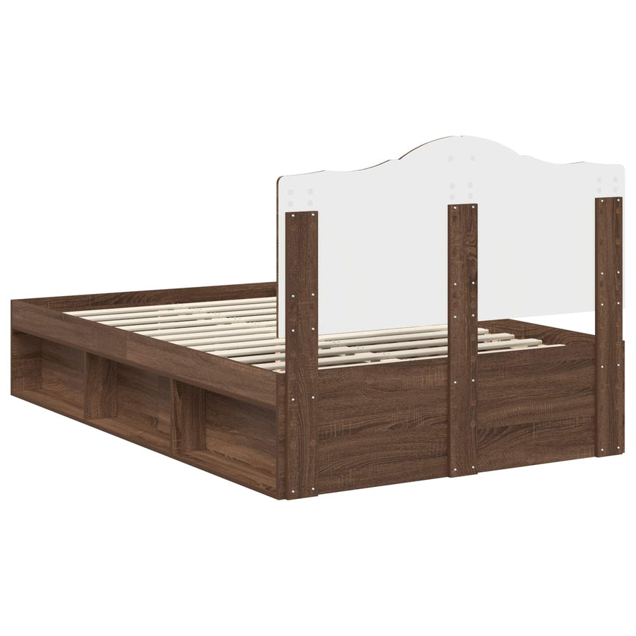 Bedframe Bruin Eiken 120 x 200 cm Massief grenenhout