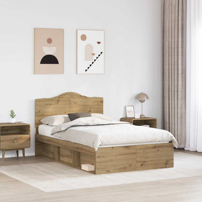 Bedframe Ambachtelijk eiken 120 x 200 cm Massief grenenhout