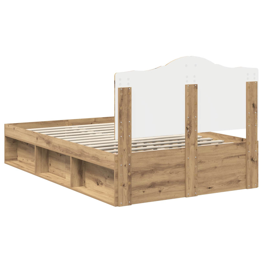Bedframe Ambachtelijk eiken 120 x 200 cm Massief grenenhout