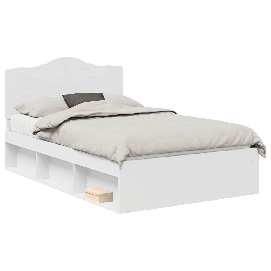 Bedframe met hoofdeinde Wit 120 x 190 cm Massief grenenhout