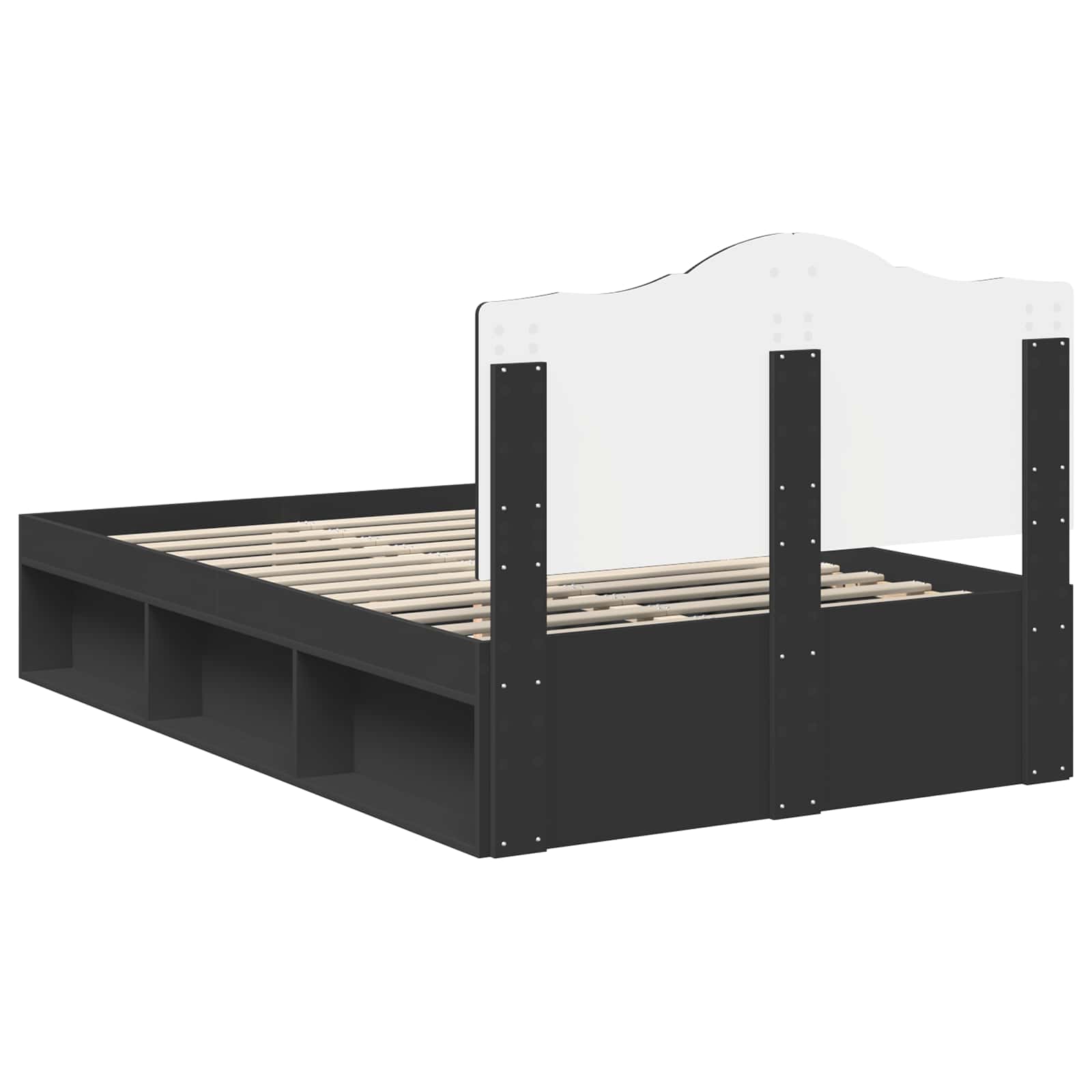 Bedframe met hoofdeinde Zwart 120 x 190 cm Massief grenenhout