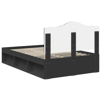 Bedframe met hoofdeinde Zwart 120 x 190 cm Massief grenenhout