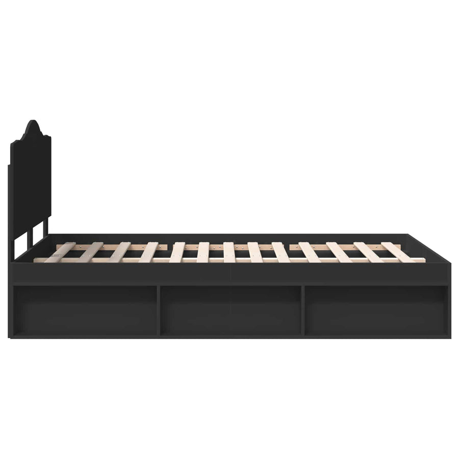Bedframe met hoofdeinde Zwart 120 x 190 cm Massief grenenhout