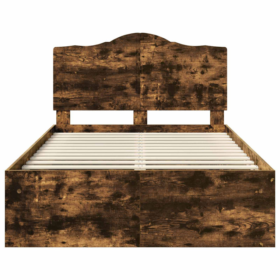 Bedframe Gerookt eiken 120 x 190 cm Massief grenenhout