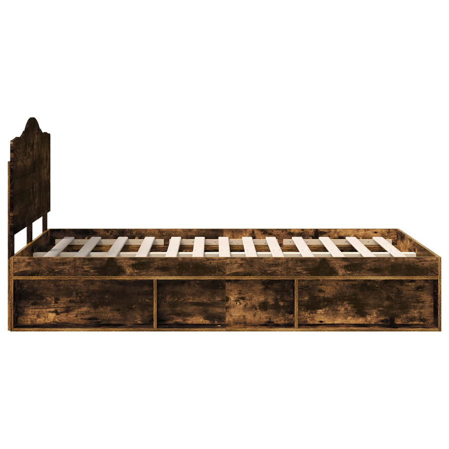 Bedframe Gerookt eiken 120 x 190 cm Massief grenenhout