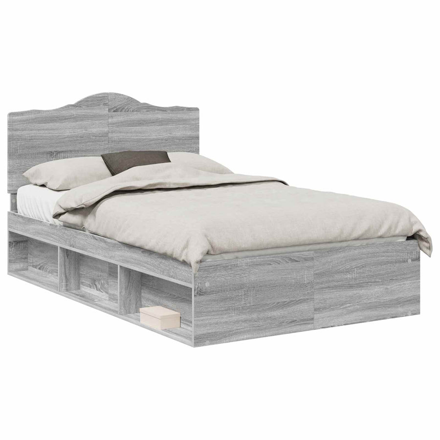 Bedframe Grijs Sonoma 120 x 190 cm Massief grenenhout