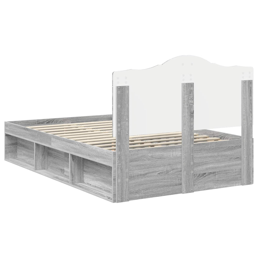 Bedframe Grijs Sonoma 120 x 190 cm Massief grenenhout
