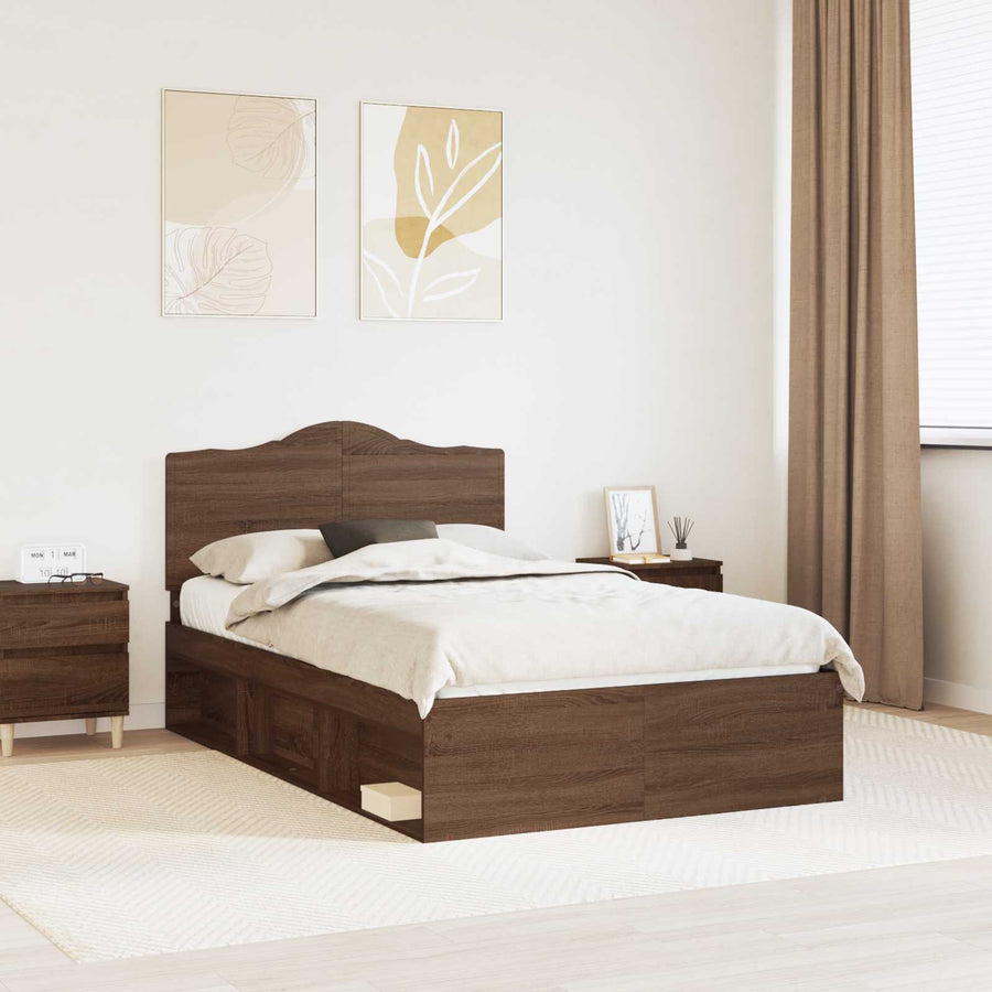 Bedframe Bruin Eiken 120 x 190 cm Massief grenenhout