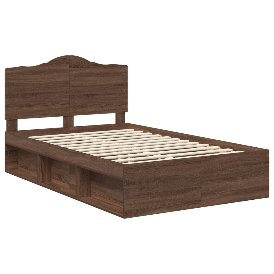 Bedframe Bruin Eiken 120 x 190 cm Massief grenenhout