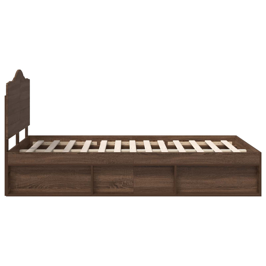Bedframe Bruin Eiken 120 x 190 cm Massief grenenhout