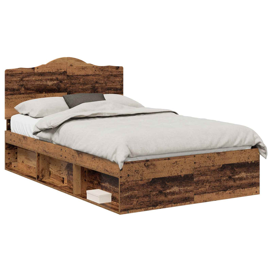 Bedframe met hoofdeinde Oudhout 120 x 190 cm Massief grenenhout