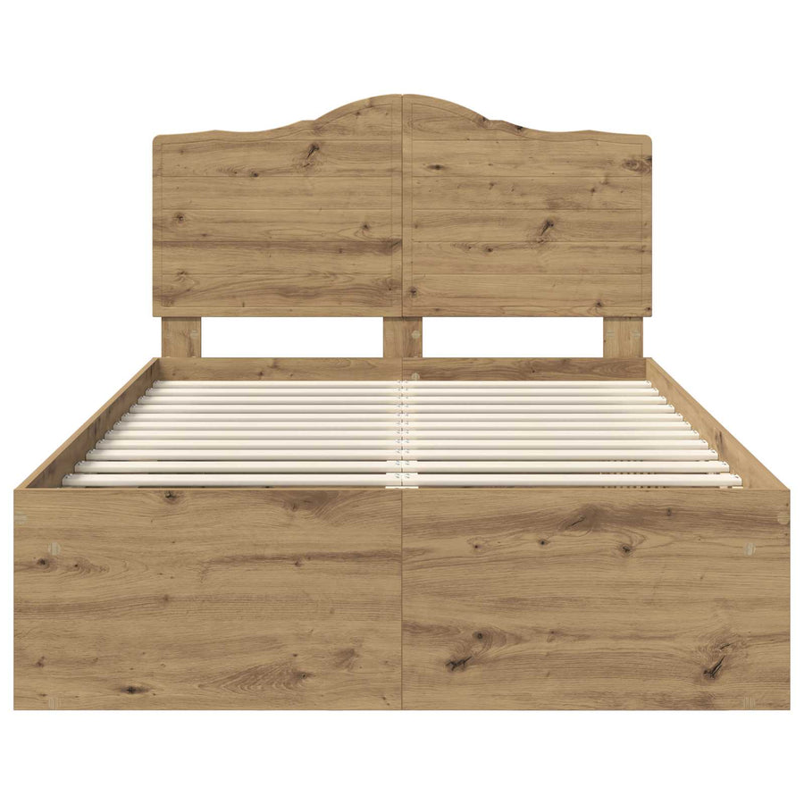 Bedframe Ambachtelijk eiken 120 x 190 cm Massief grenenhout