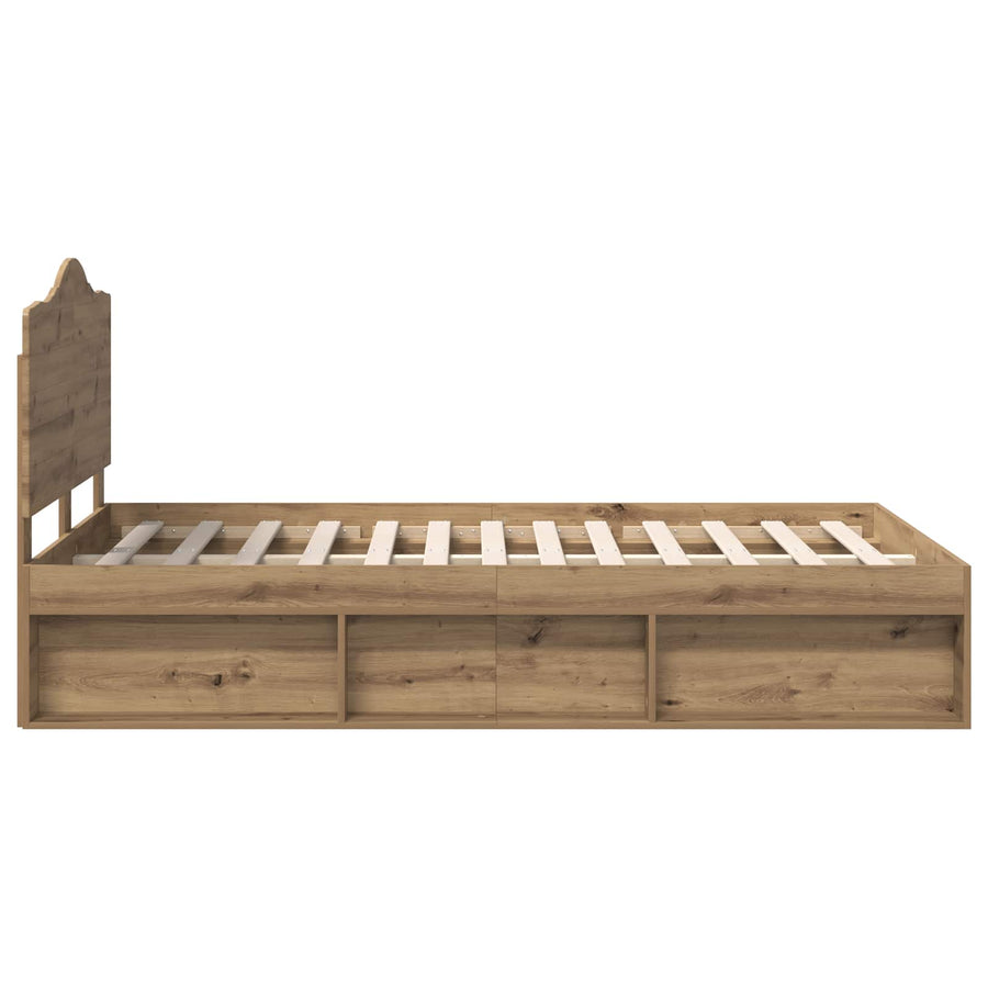 Bedframe Ambachtelijk eiken 120 x 190 cm Massief grenenhout
