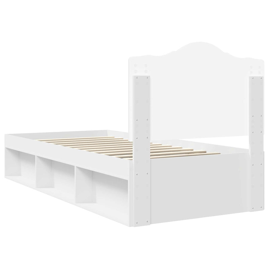 Bedframe met hoofdeinde Wit 100 x 200 cm Massief grenenhout