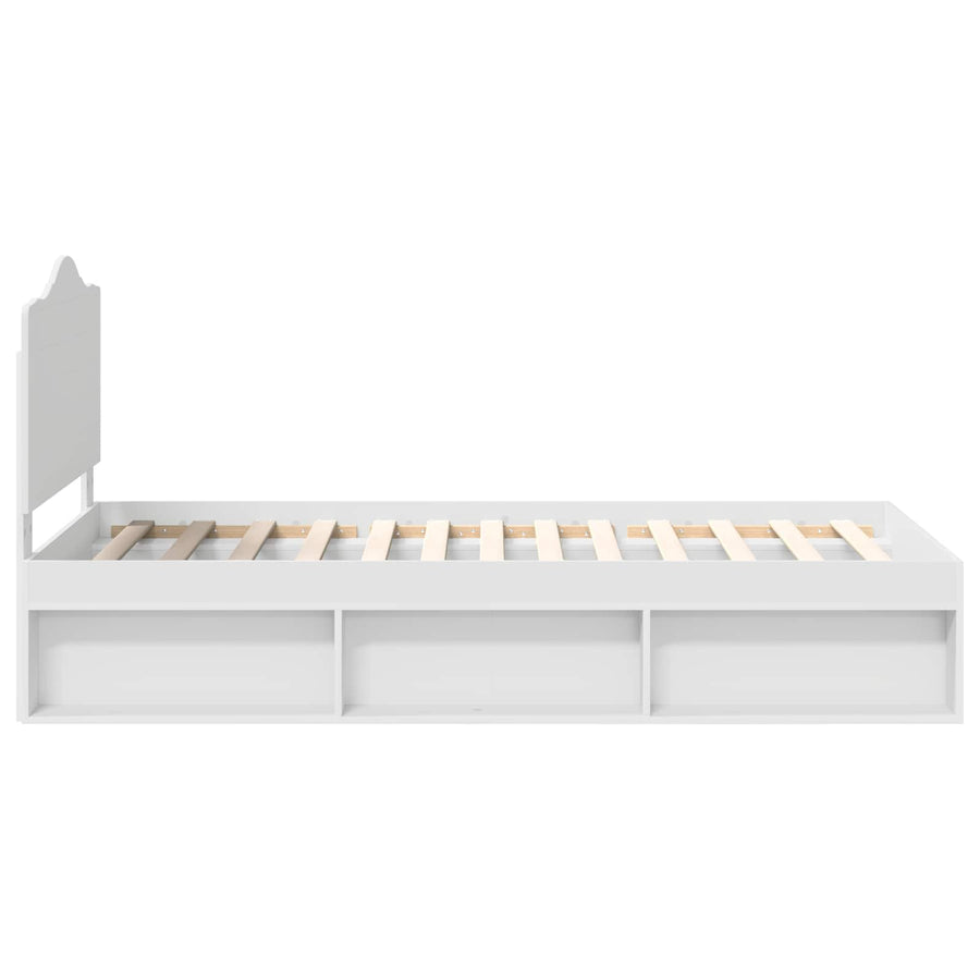 Bedframe met hoofdeinde Wit 100 x 200 cm Massief grenenhout