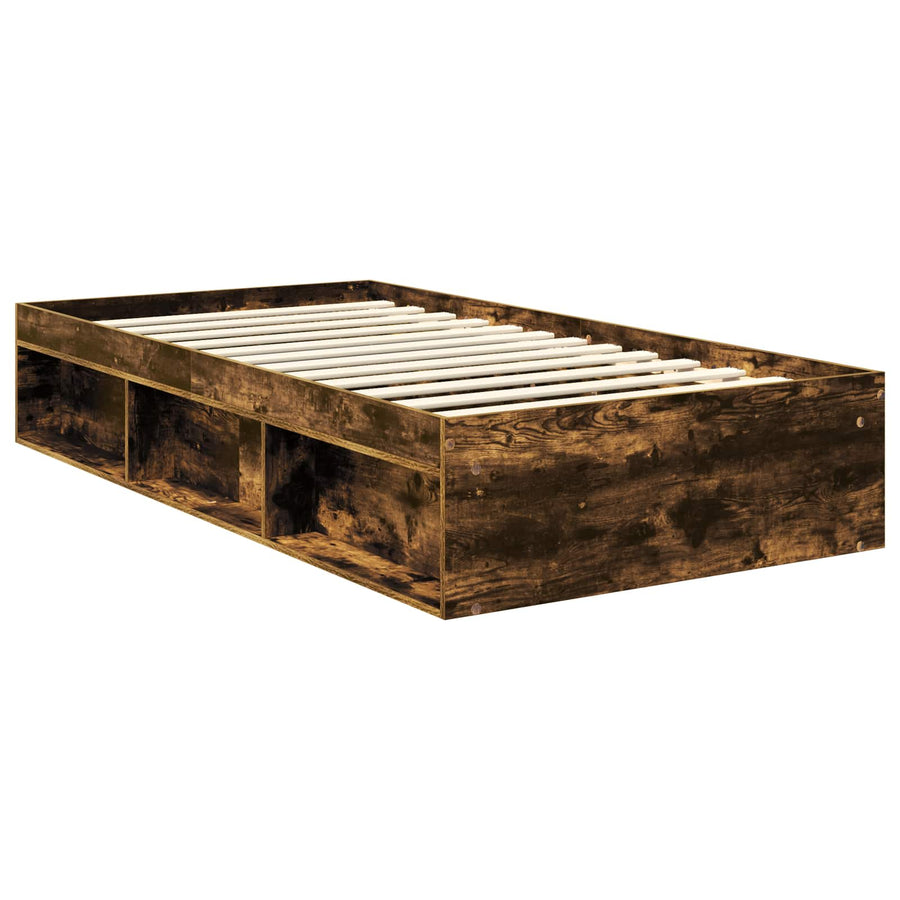 Bedframe Gerookt eiken 100 x 200 cm Massief grenenhout