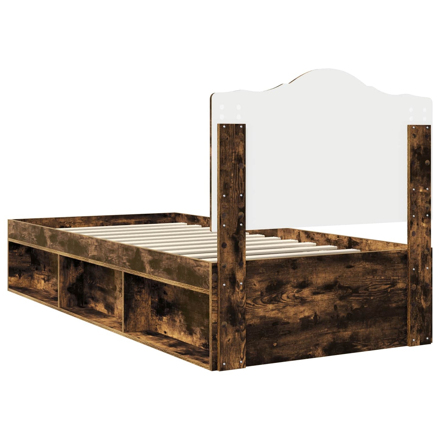 Bedframe Gerookt eiken 100 x 200 cm Massief grenenhout