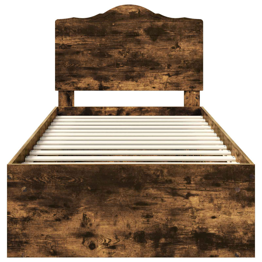 Bedframe Gerookt eiken 100 x 200 cm Massief grenenhout