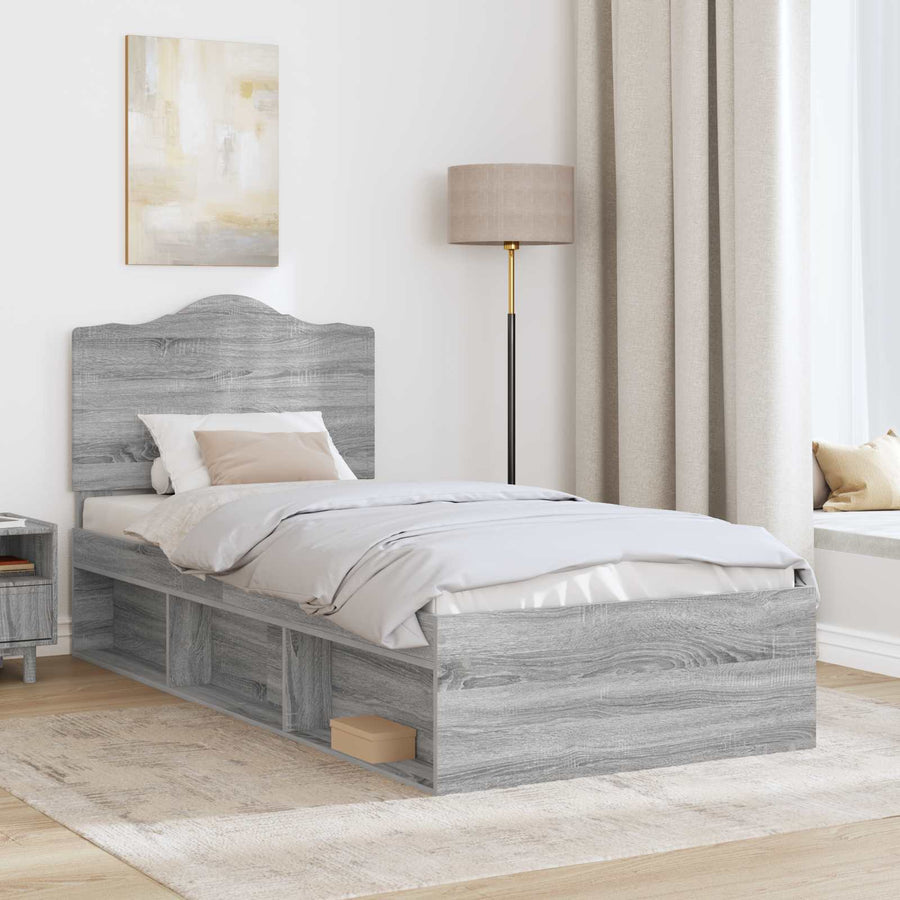 Bedframe Grijs Sonoma 100 x 200 cm Massief grenenhout