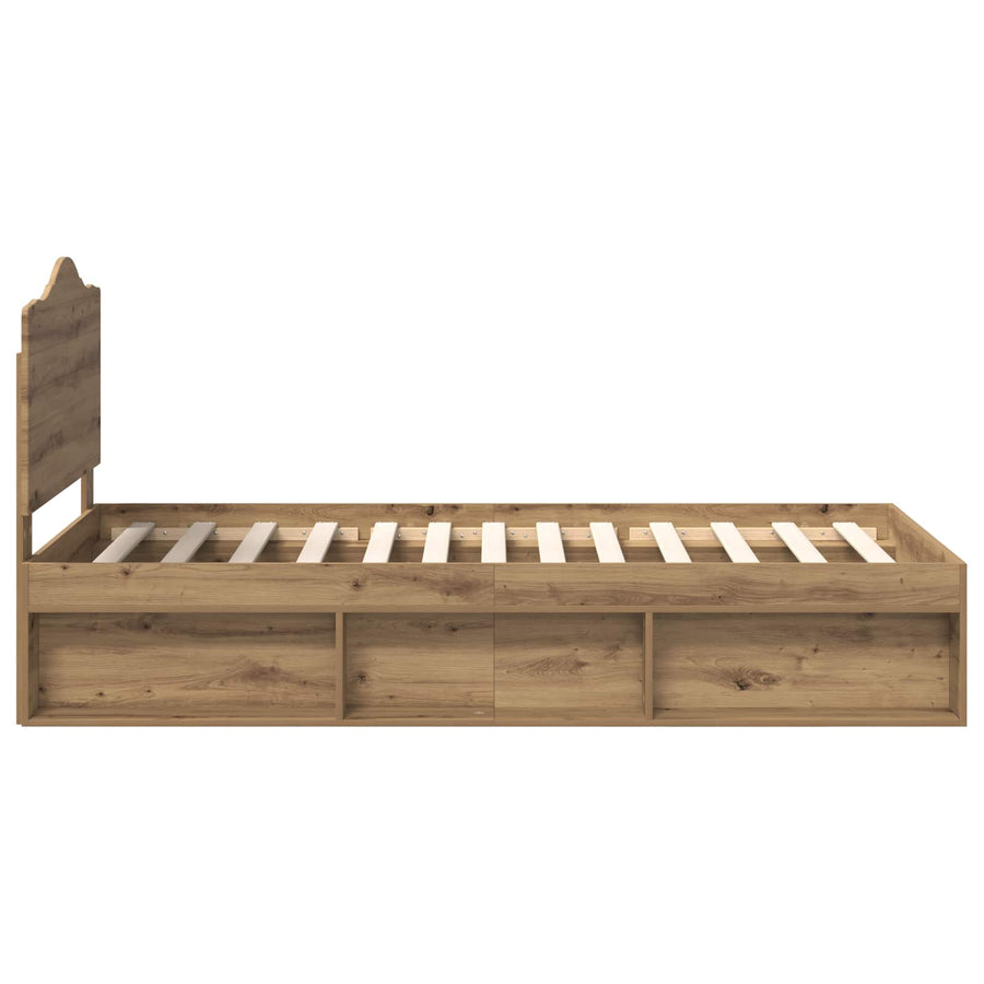 Bedframe Ambachtelijk eiken 100 x 200 cm Massief grenenhout
