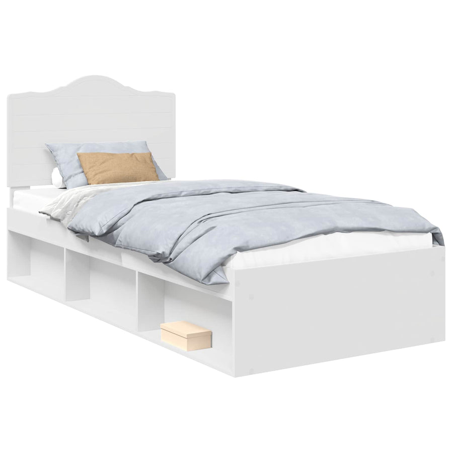 Bedframe met hoofdeinde Wit 90 x 200 cm Massief grenenhout