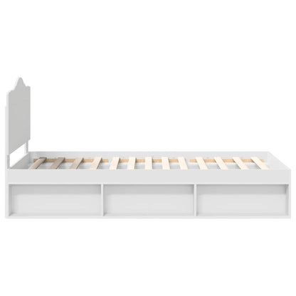 Bedframe met hoofdeinde Wit 90 x 200 cm Massief grenenhout